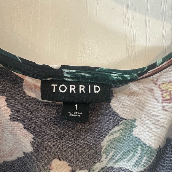 Torrid women’s black floral Midi Studio Knit Button-Front Skater Dress plus sz 1 - Picture 5 of 8